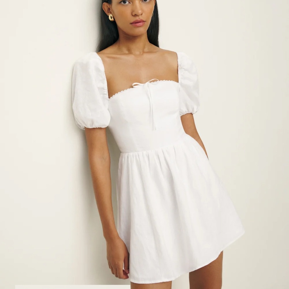 Reformation Malvina Linen Dress Ivory - Size 0